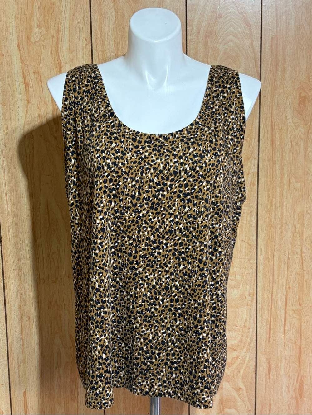 Ava & Viv Sleeveless Leopard Print Tank Top - Tan Black SZ - 3X